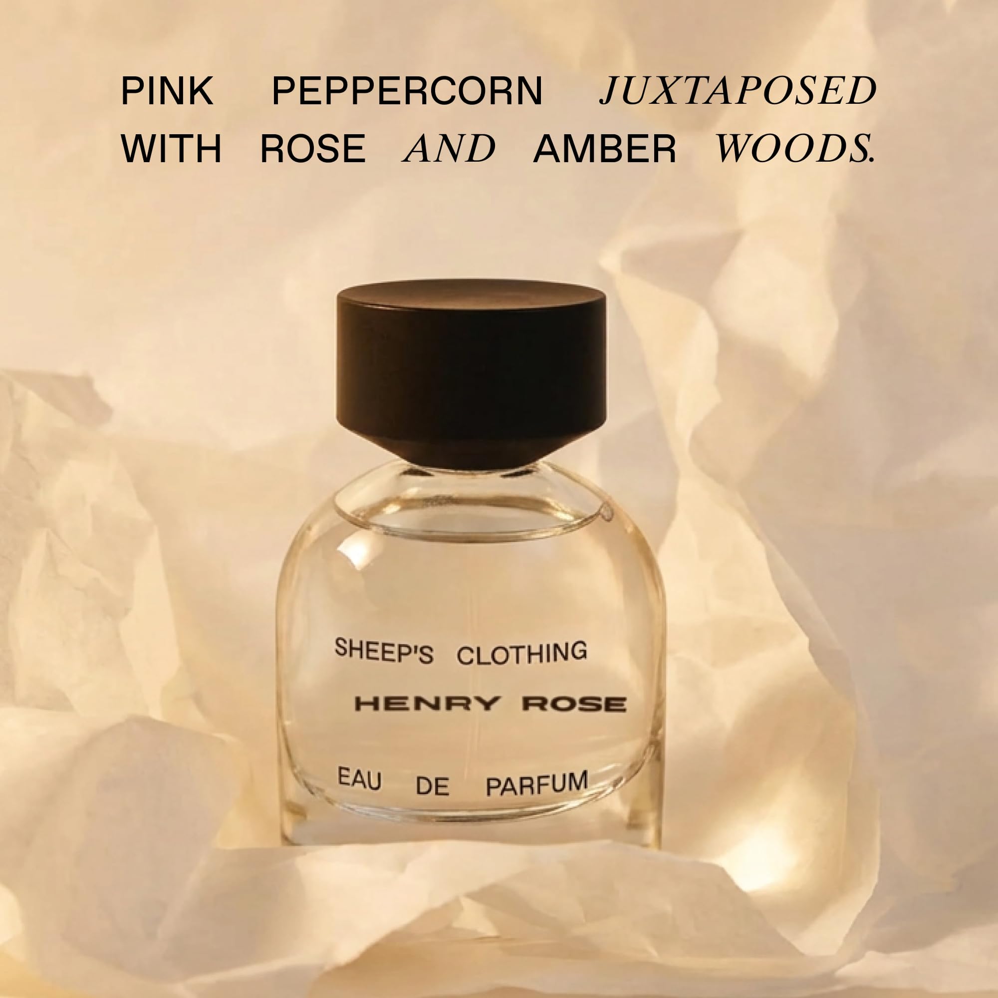 Henry Rose Sheep's Clothing amber-woods blend deepens the fragrance for evening wear