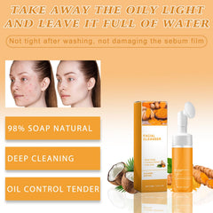 Hepanio turmeric face wash foam bubble texture for gentle skin cleansing