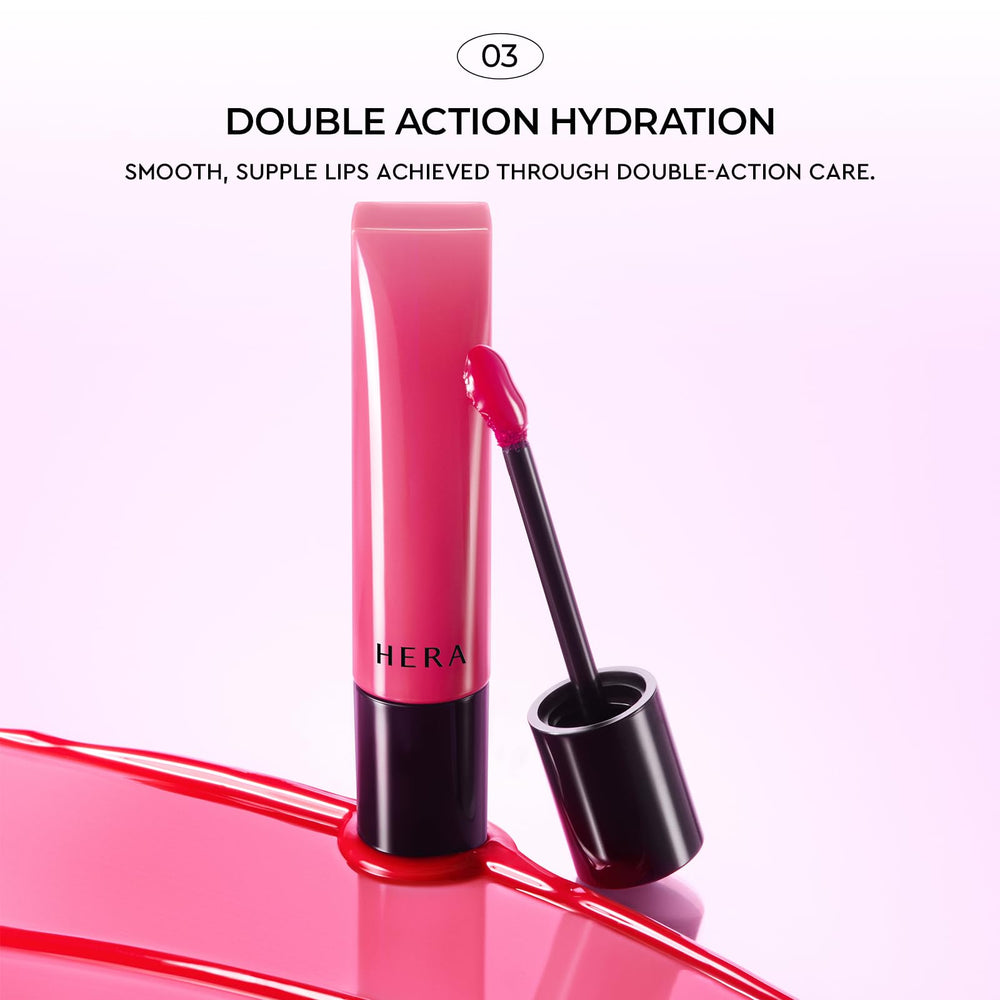 HERA Sensual Tinted Shine Lip Serum Sundaze close-up texture looks smooth.