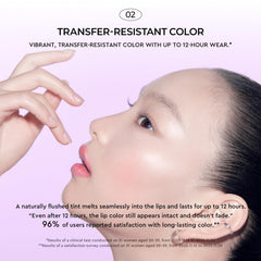 HERA Sensual Tinted Shine Lip Serum Sundaze demonstrates transfer-resistant color.