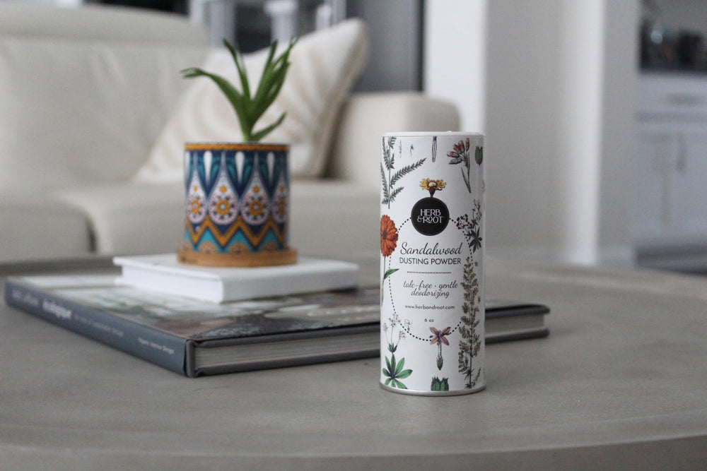 Herb and Root anti-chafing powder keeps skin comfortable during activity.