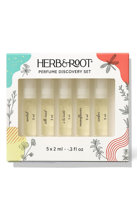 Herb & Root Discovery Set box front, perfect for gifting and scent exploration.