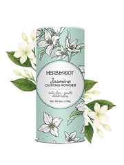 Herb & Root Rose talc-free body powder bottle for soft, fresh skin after workouts.