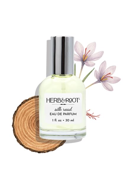 Herb & Root Amber Wood Spice bottle reveals saffron and sandalwood for a lasting fresh scent