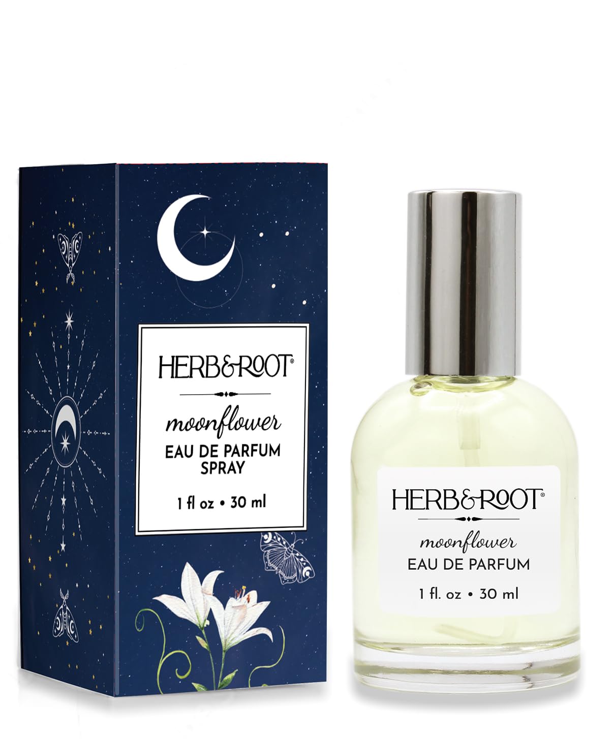 Herb & Root Moonflower drops release a delicate scent for on-the-go freshness.