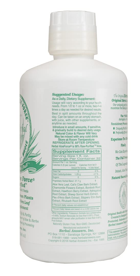 Pouring Aloe Force liquid into a glass for easy daily use.