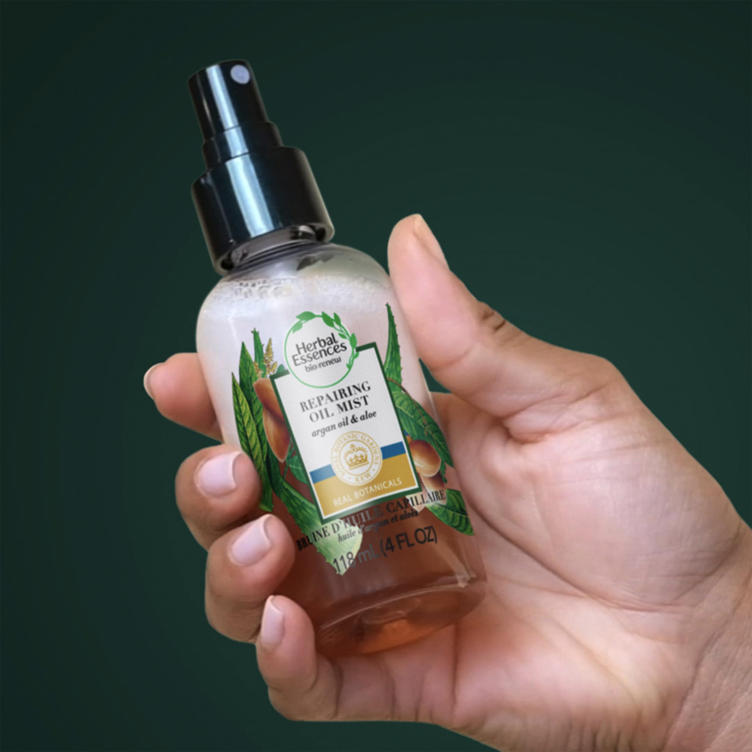 Herbal Essences Bio Renew Argan Oil & Aloe mist on dry hair for finishing shine