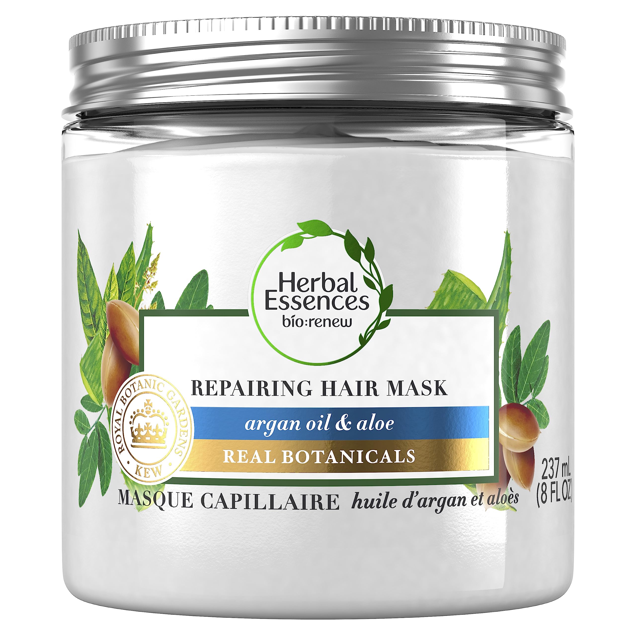 Herbal Essences bio:renew Hemp and Aloe Repairing Mask texture close-up for frizz control