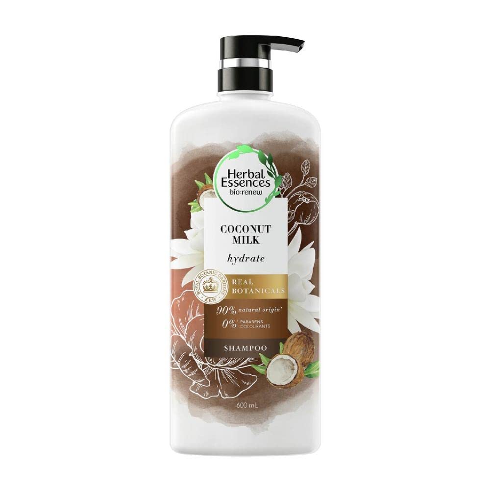 Herbal Essences Coconut Milk Shampoo bottle, hydrating formula for smoother, more manageable hair.
