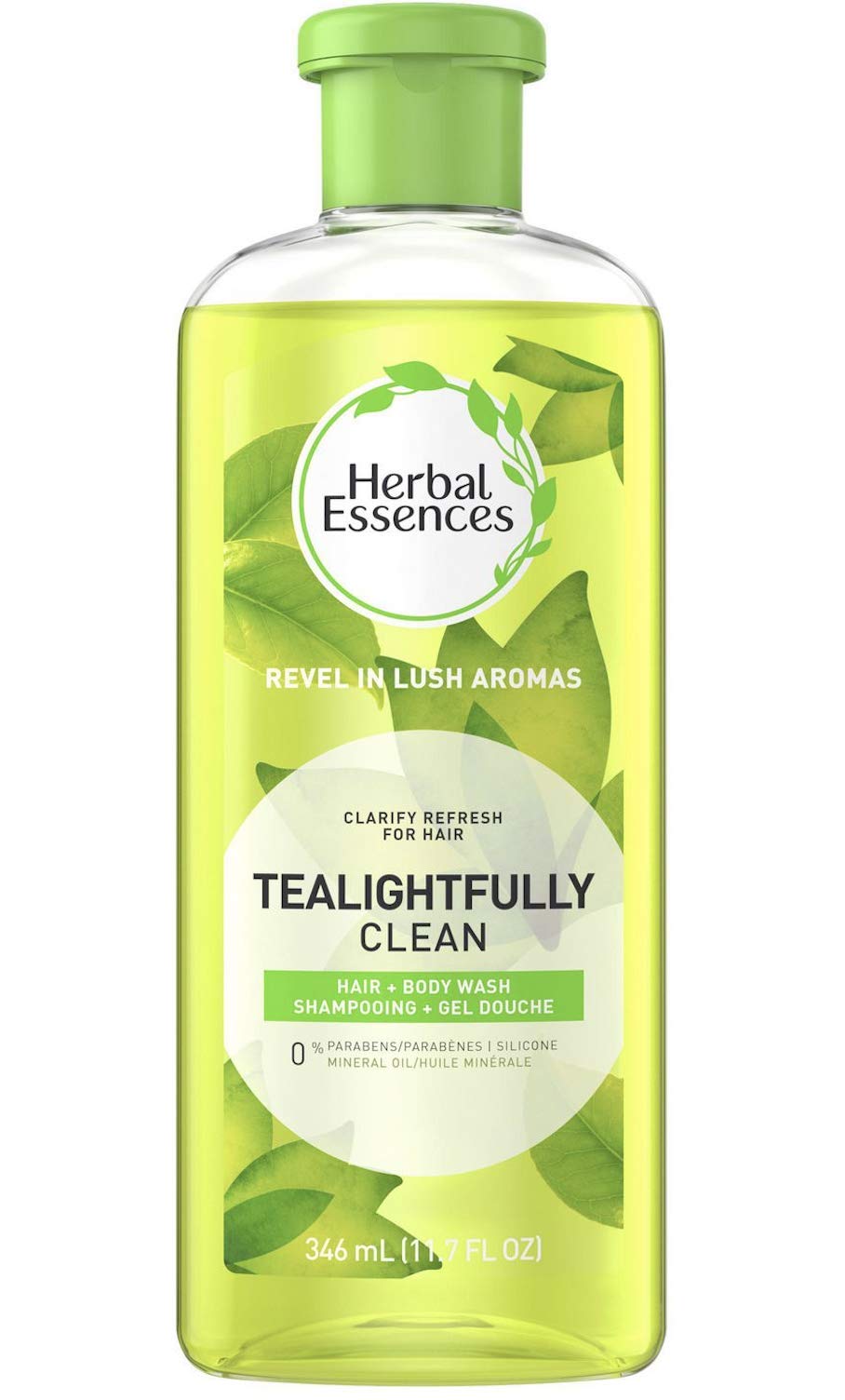Herbal Essences Tea-Lightfully Clean Shampoo bottle with refreshing tea tree scent for daily cleansing.