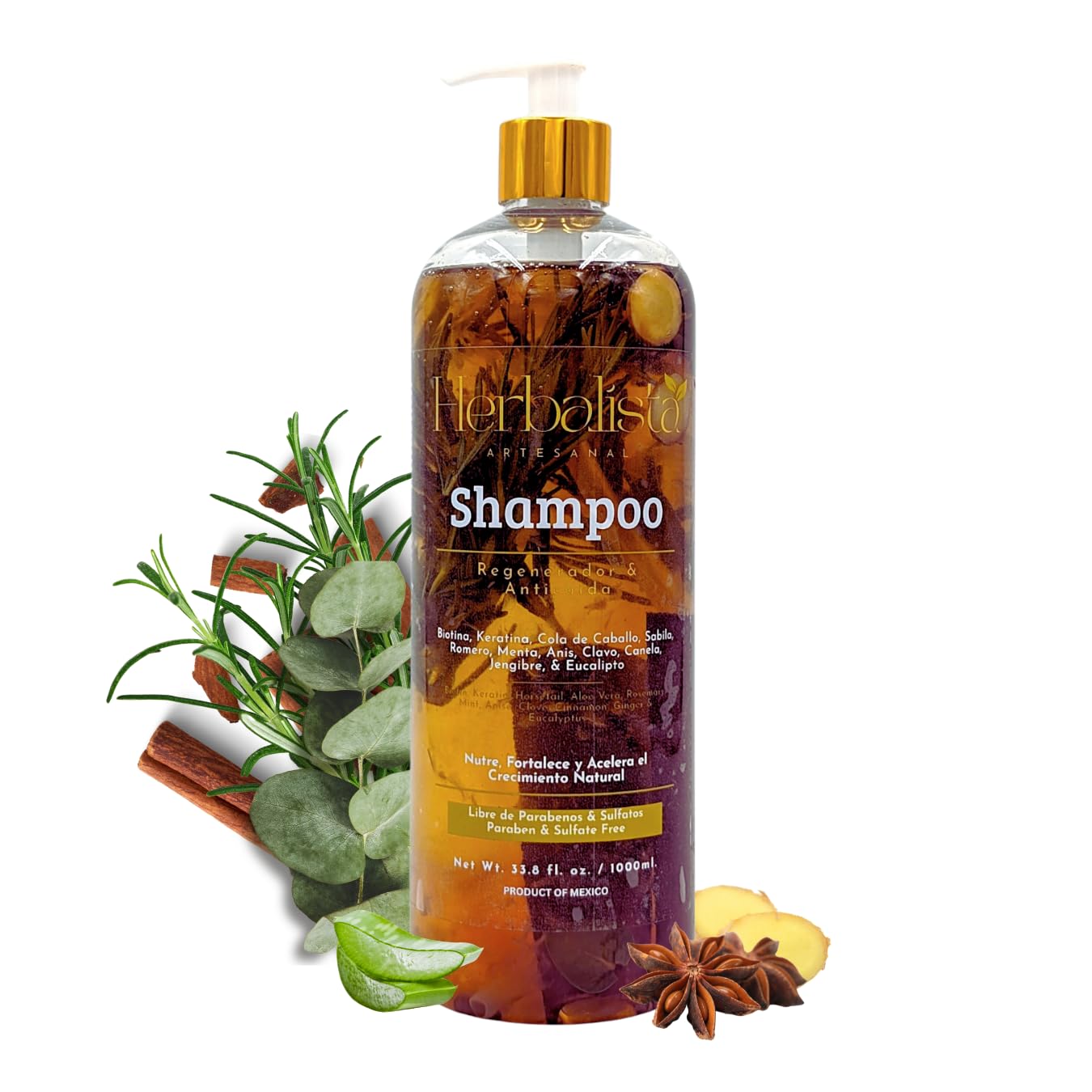 HERBALISTA Viral Herbal Shampoo bottle with botanicals for a natural, nourishing cleanse.