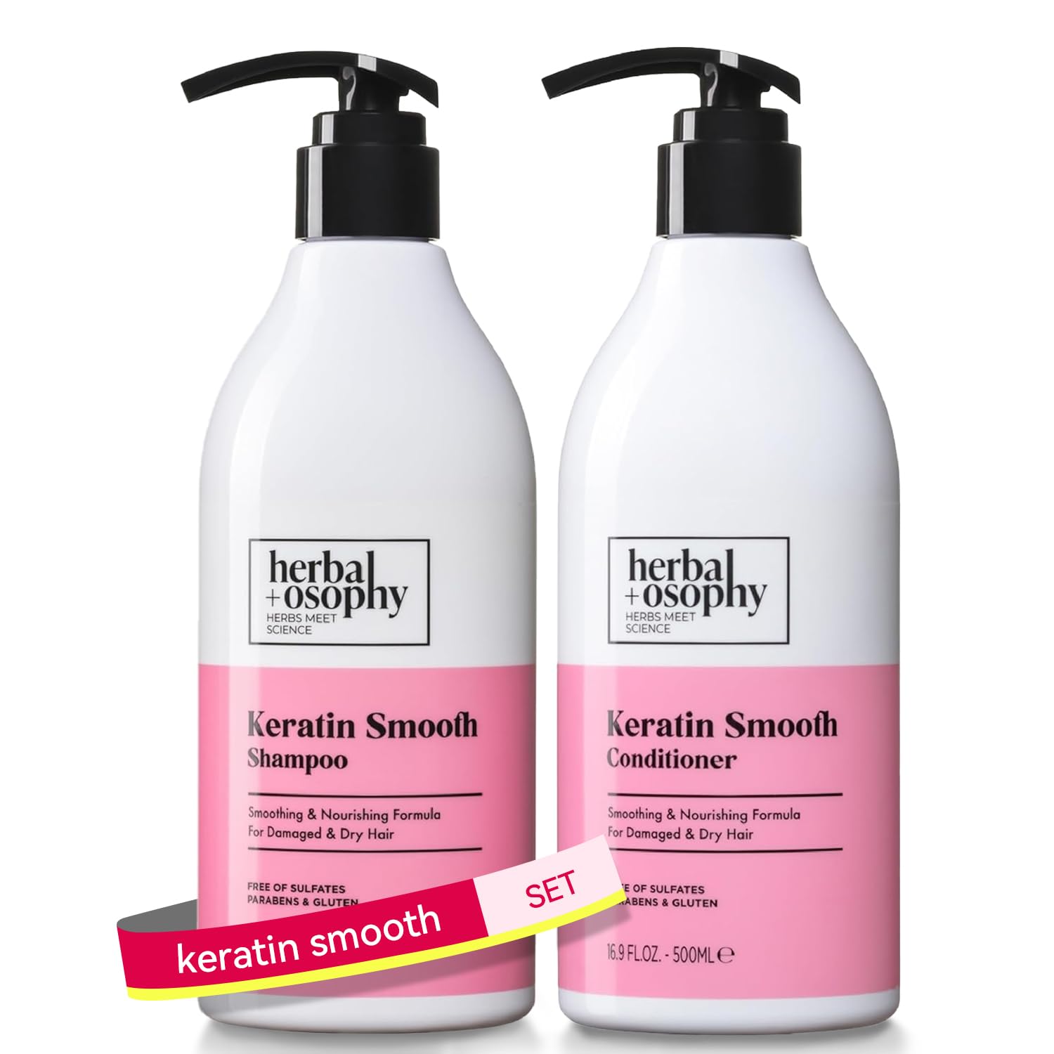 Herbalosophy Keratin Shampoo bottle – color-safe cleansing for damaged hair