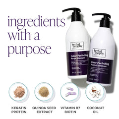Herbalosophy Purple Conditioner bottle side with balanced pH emphasis