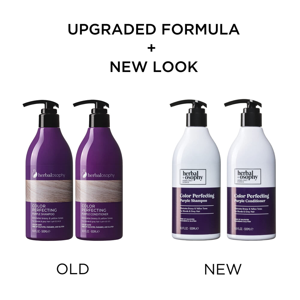 Herbalosophy Purple Shampoo bottle side with sleek color-safe design