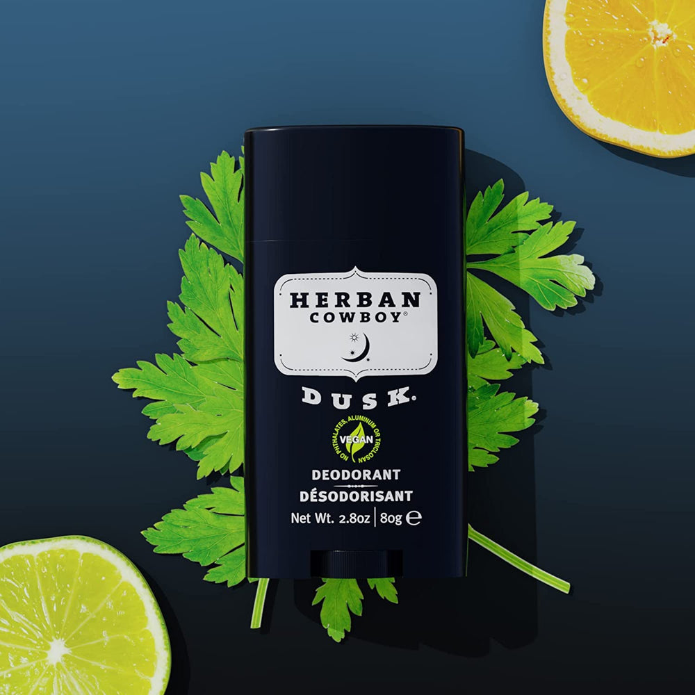 Herban Cowboy Deodorant Dusk blends sage and rosemary for lasting aroma
