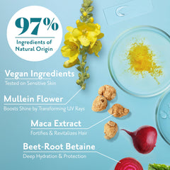 Herbatint Hydrate Shampoo maca extract close-up demonstrates strand protection