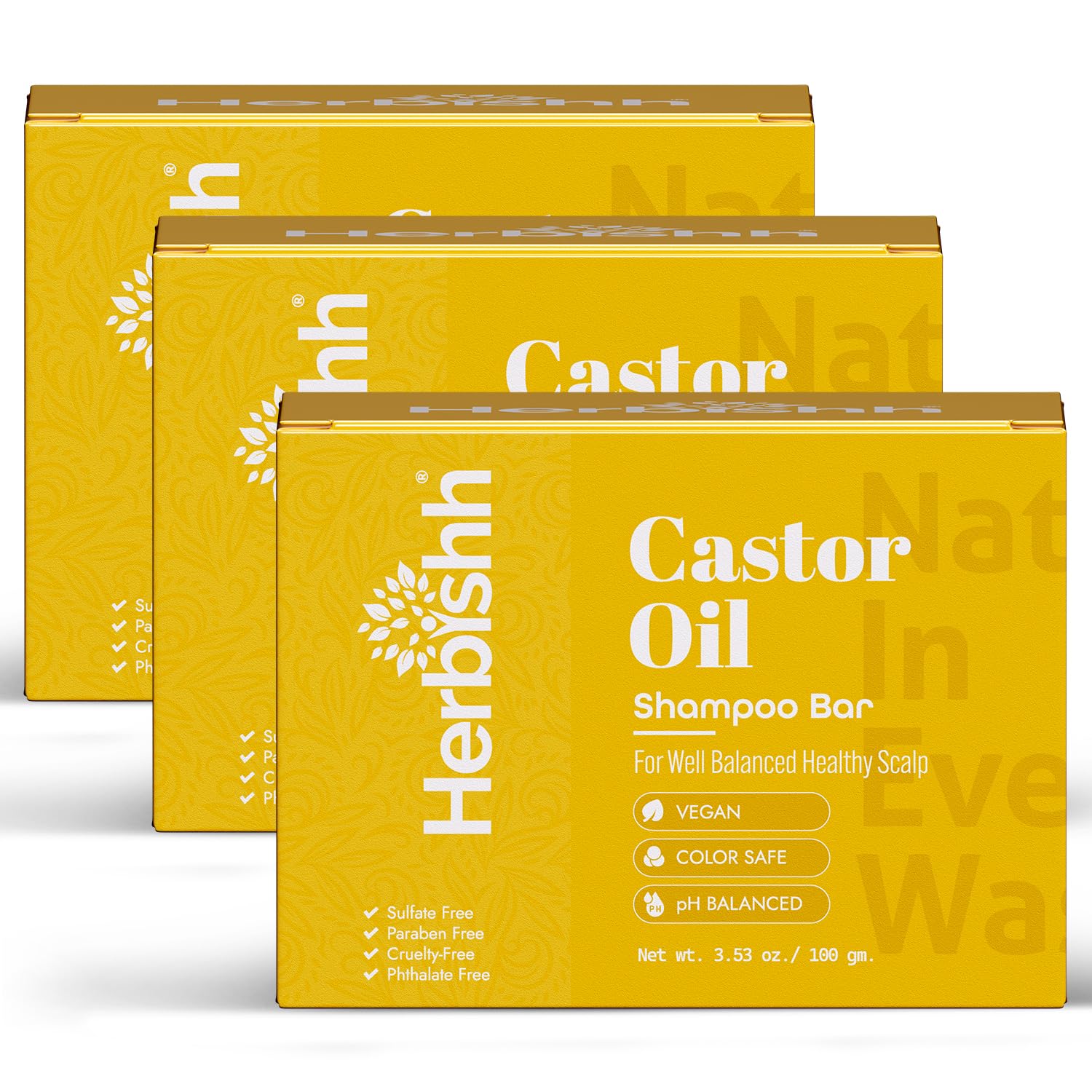 Herbishh Castor Oil Shampoo Bar pack — eco-friendly, travel-ready hair care.