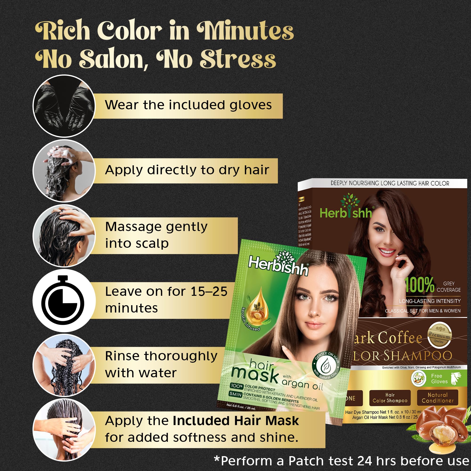 Herbishh Dark Coffee gray coverage on hair