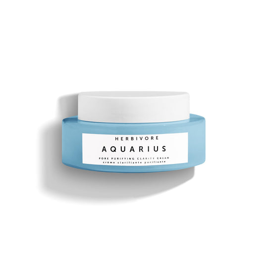 HERBIVORE Aquarius Pore Purifying Clarity Cream bottle with blue tansy for balanced skin