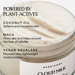 Visual of coconut and maca ingredients suggesting gentle nourishment.