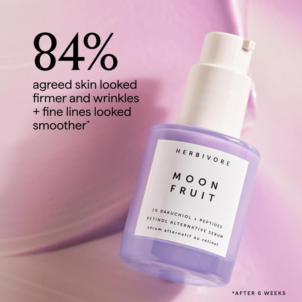 HERBIVORE Moon Fruit Serum texture closeup shows silky consistency