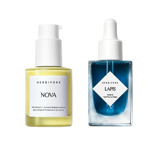 HERBIVORE Nova Serum bottle featuring 15 percent vitamin C for brighter skin tone