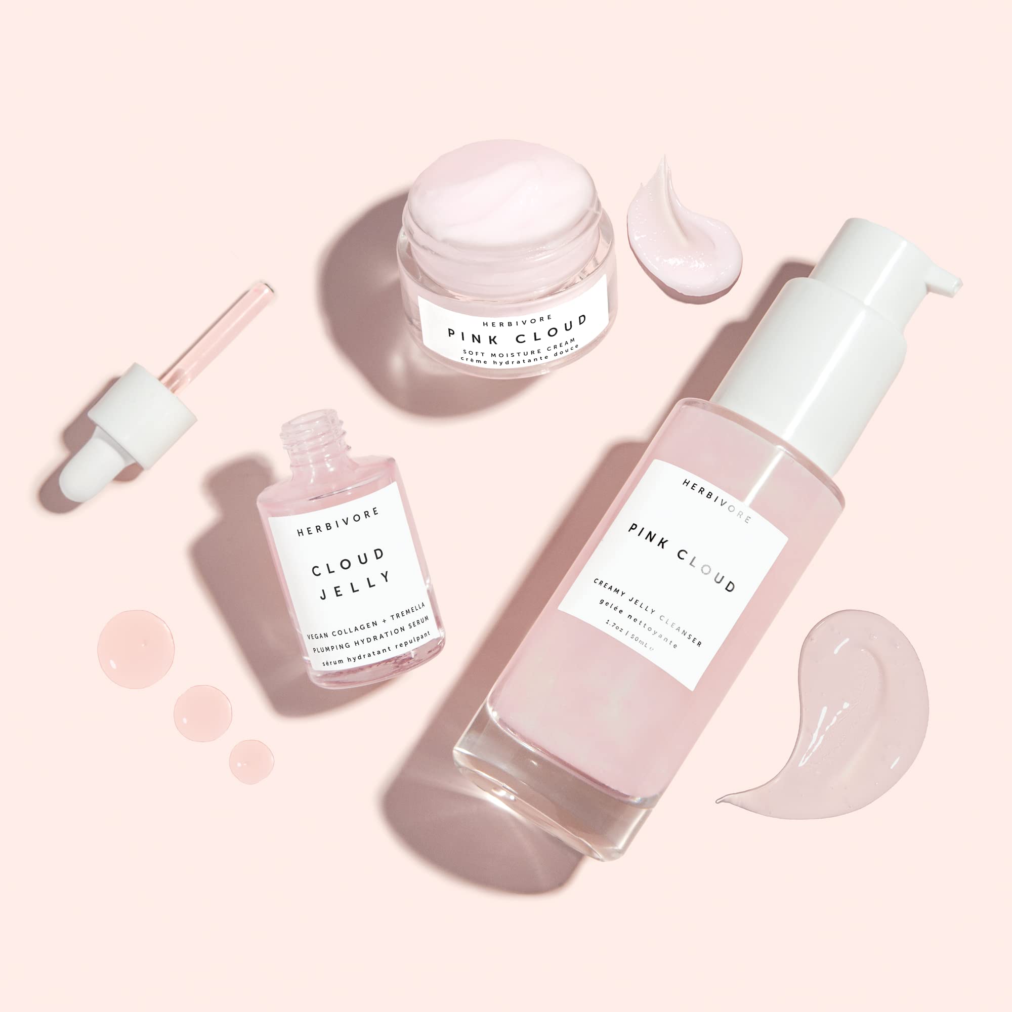 HERBIVORE Skin in the Clouds gift set packaging showcases a complete hydrating routine.