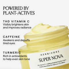 HERBIVORE Super Nova Eye Cream label emphasizes clean, plant-based formulation.