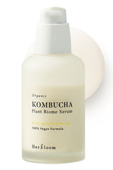 Herbloom Kombucha Biome Serum bottle pours, showcasing lightweight hydration for sensitive skin.