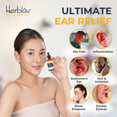 Herblov ear drops warming application for comfortable relief.