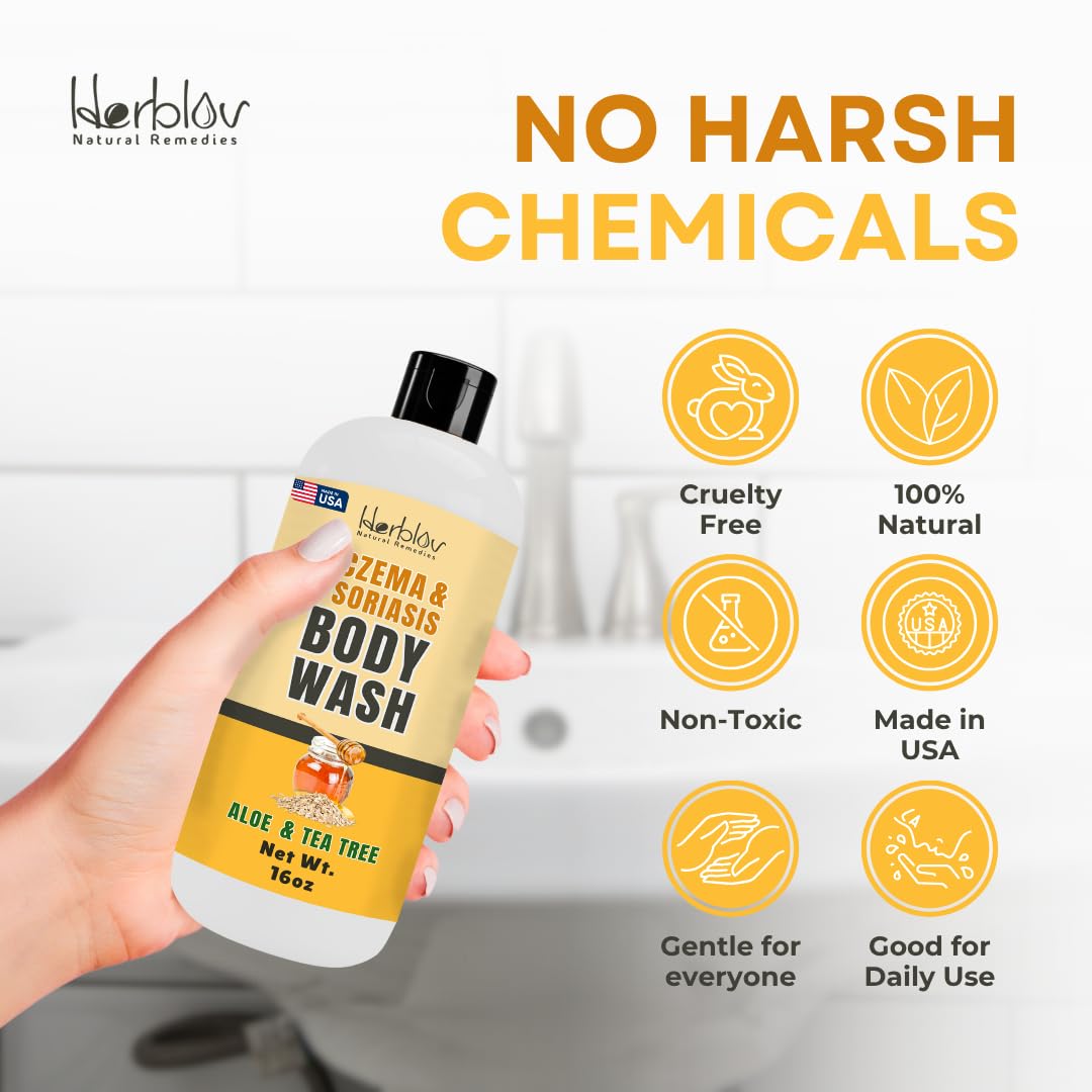 Herblov Eczema Body Wash ingredients including tea tree oil for skin comfort