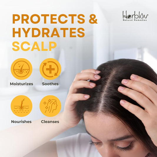 Herblov eczema shampoo ingredients close-up highlighting colloidal oatmeal and calendula