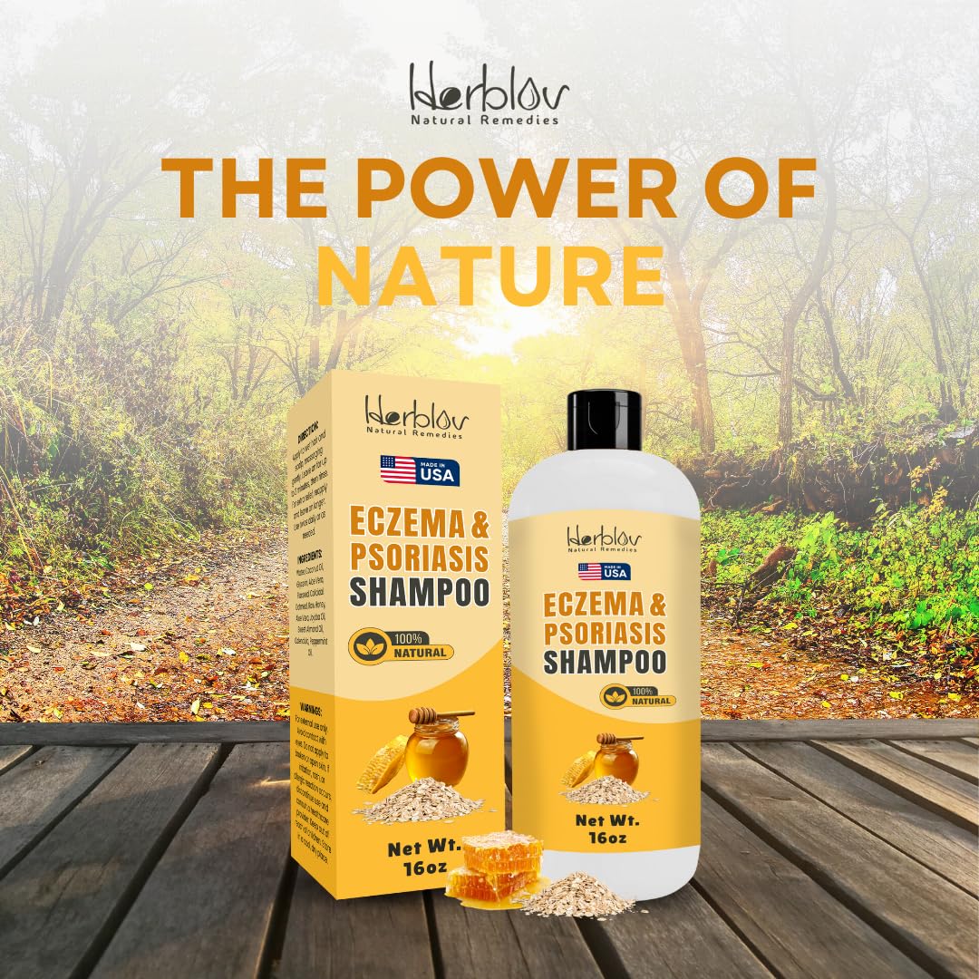 Herblov eczema shampoo label highlights sulfate- and parabens-free formula