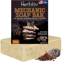 Herblov Mechanic Soap pumice exfoliates grease for clean hands.