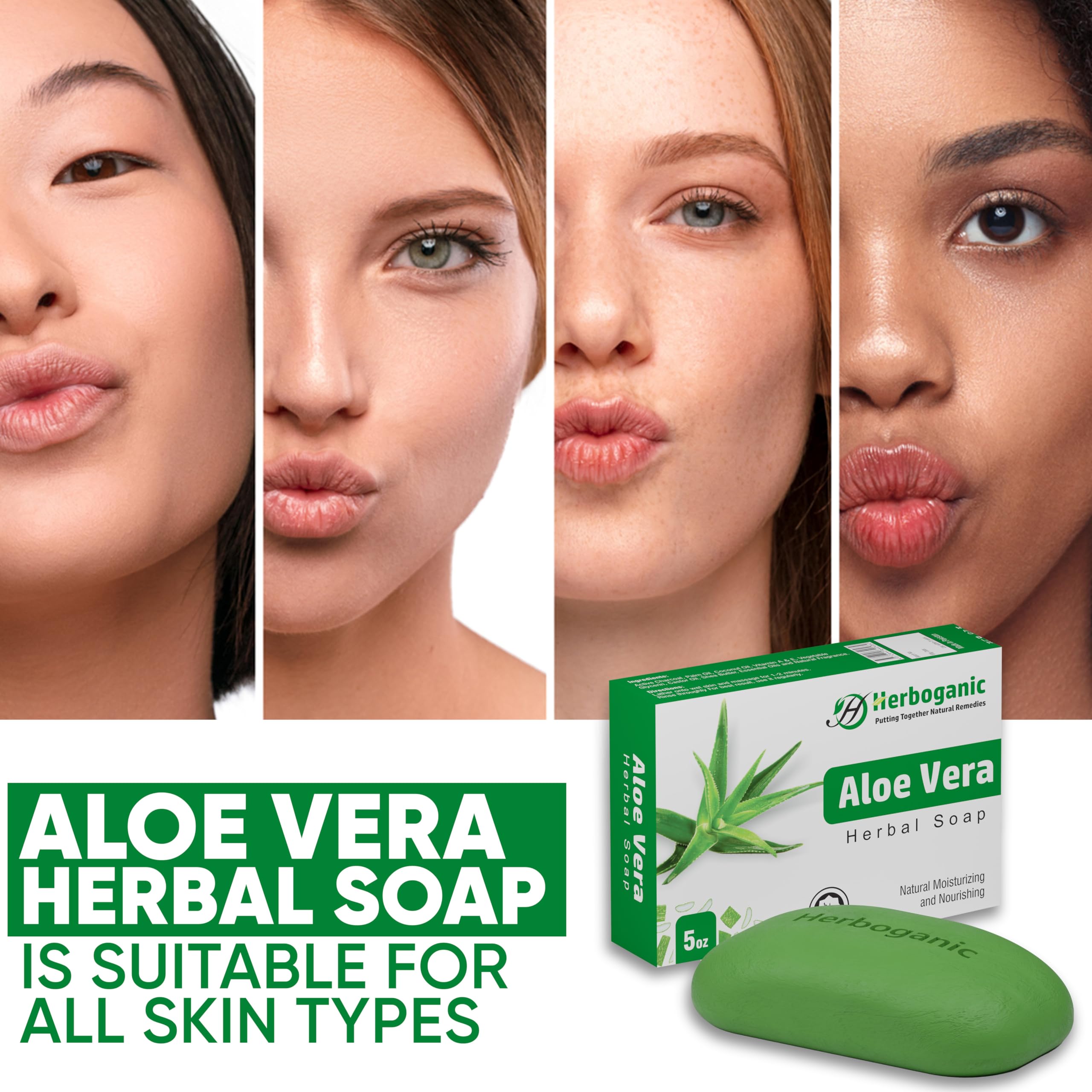 HERBOGANIC Aloe Vera Herbal Soap in hand creates rich lather for cleansing