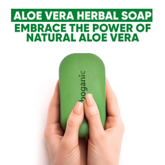 HERBOGANIC Aloe Vera Herbal Soap natural ingredients closeup emphasizes purity