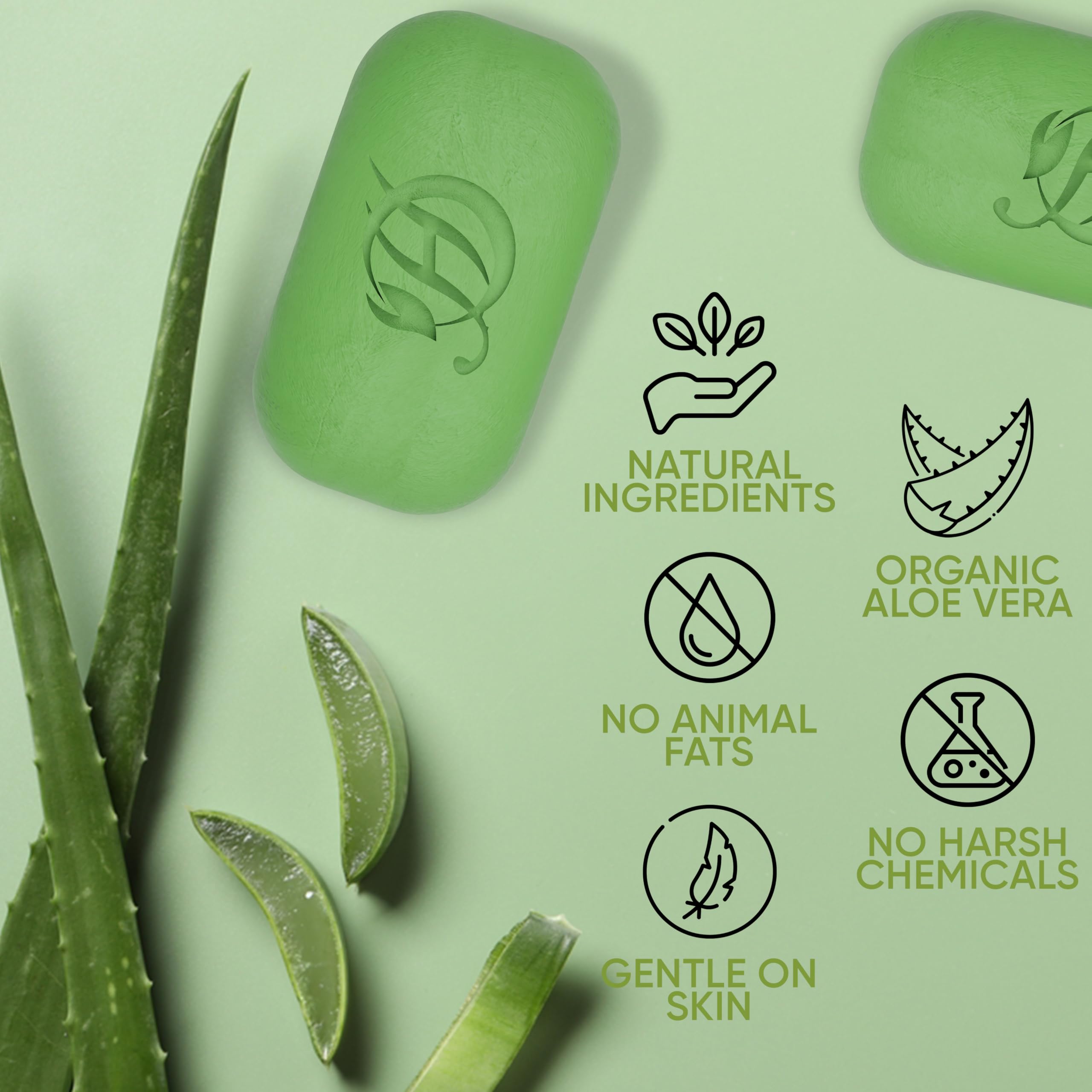 HERBOGANIC Aloe Vera Herbal Soap packaging showcases six bars for busy mornings