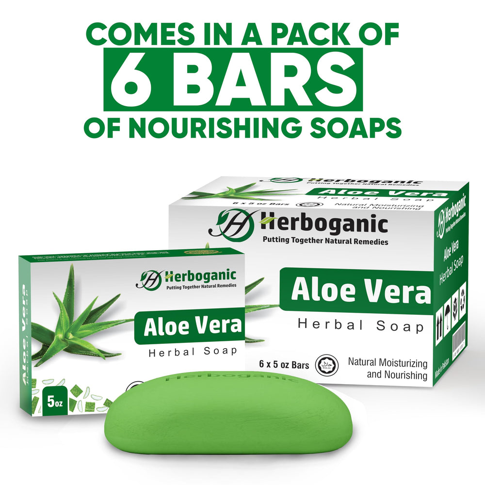HERBOGANIC Aloe Vera Herbal Soap delivers a soft skin feel and subtle fragrance