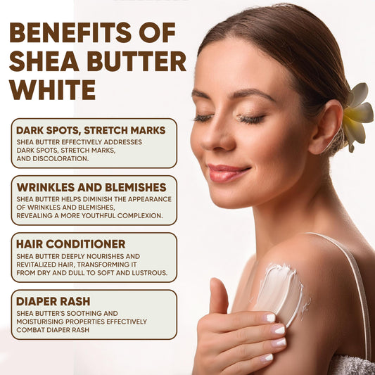 HERBOGANIC ivory-white texture shea butter for smooth skin.