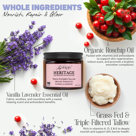Heritage Refinery texture-closeup-tallow-balm: creamy texture absorbs quickly.