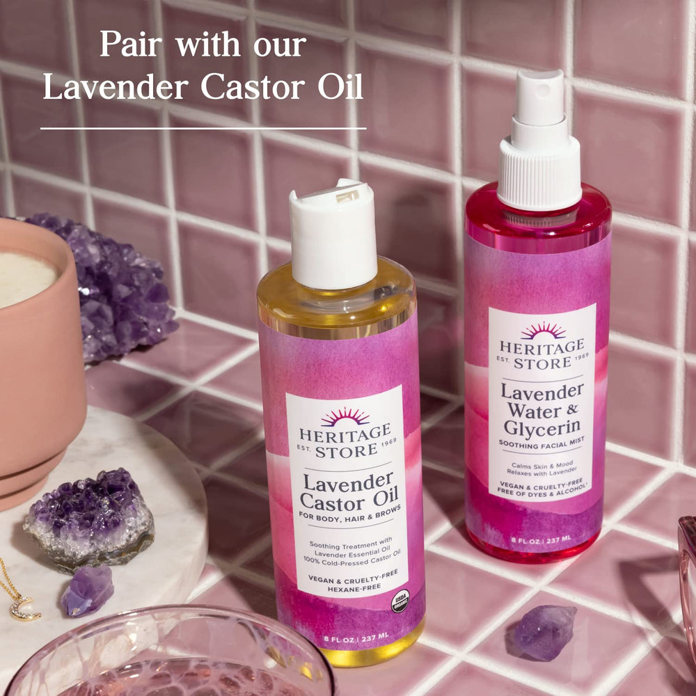 HERITAGE STORE bedtime routine mist being used for nightly relaxation