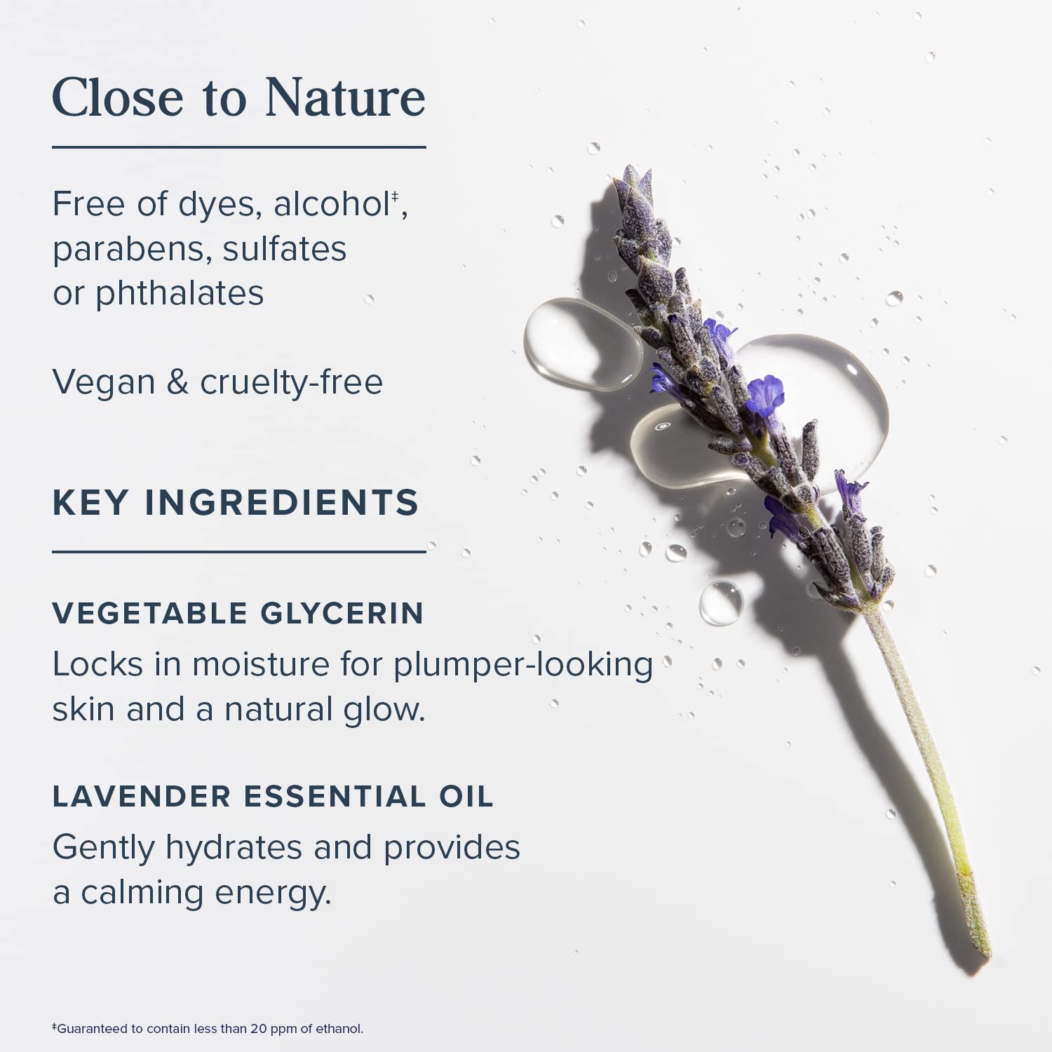 HERITAGE STORE glycerin ingredient closeup showing gentle skin and hair hydration
