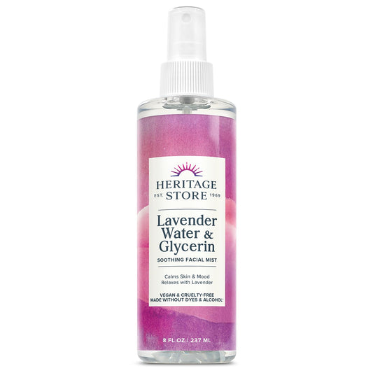 HERITAGE STORE Lavender Flower Water bottle shown for skin hydration and aroma