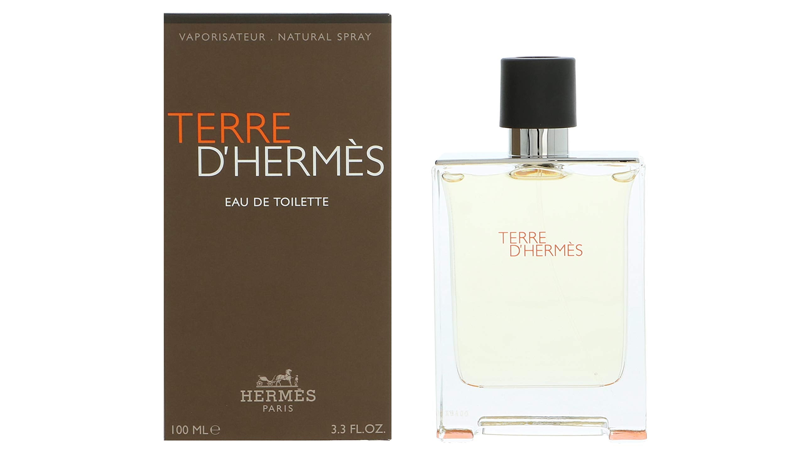 Hermès Terre D'Hermès EDT bottle close-up, showcasing earthy, woody notes and premium design.