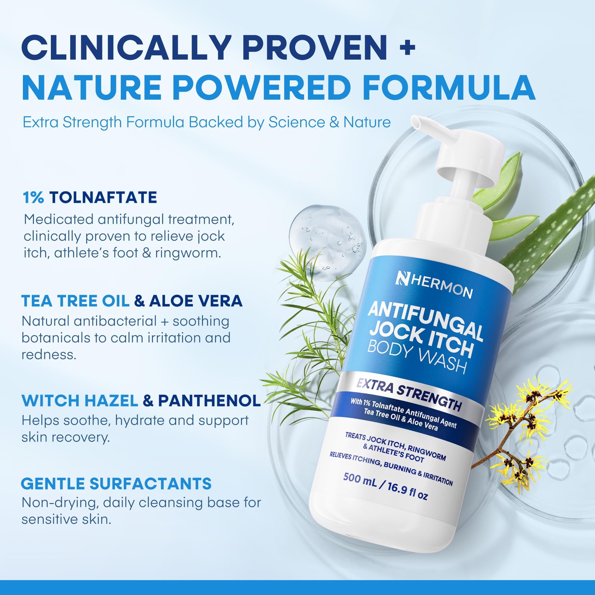 Hermon Antifungal Body Wash aloe-vera-essence signals soothing skin care