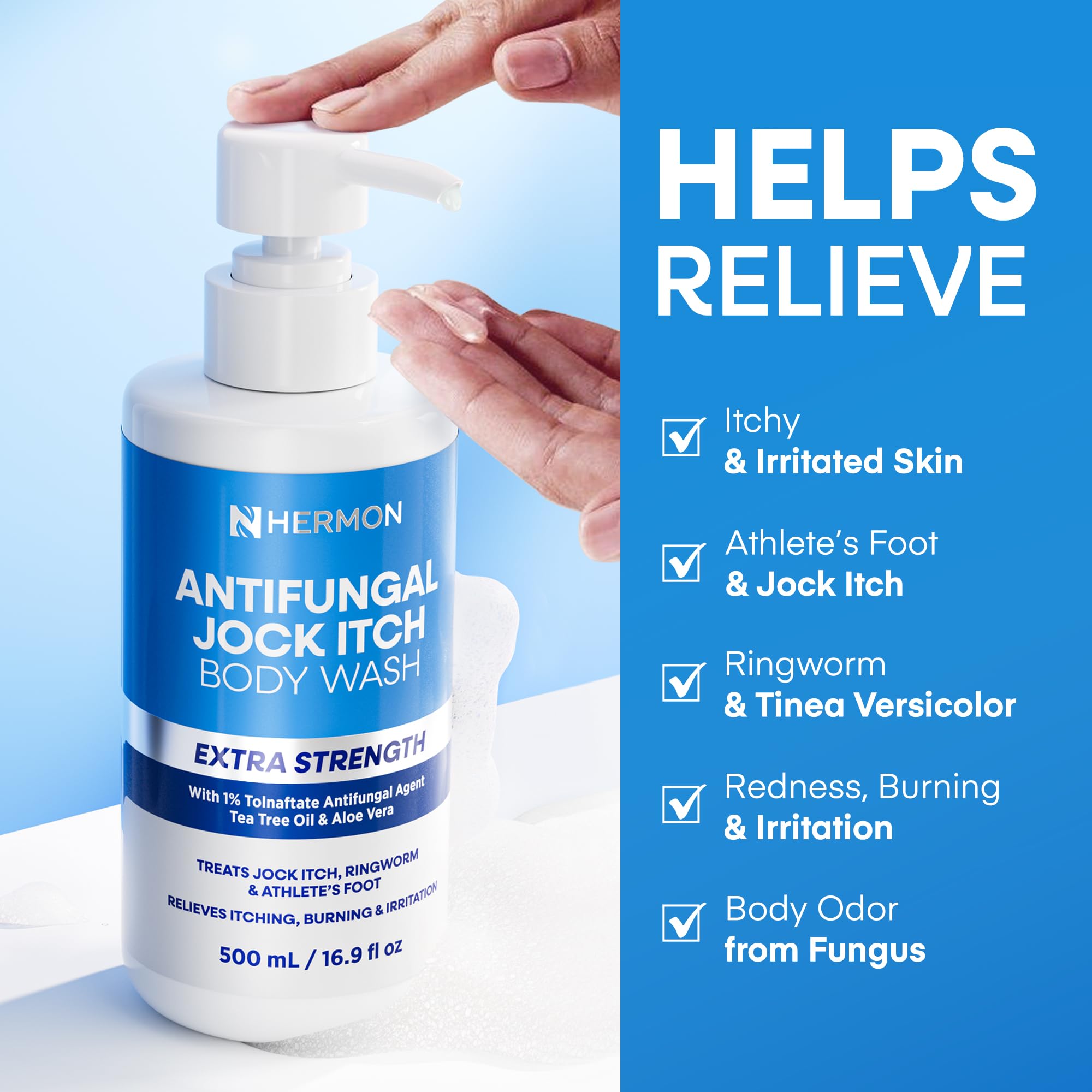 Hermon Antifungal Body Wash tea-tree-oil-illustration highlights Tea Tree Oil infusion
