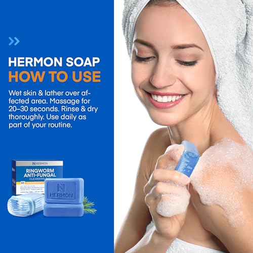 Hermon sulfur-thermal-water formula close-up emphasizes skin balance and cleansing.