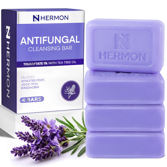 Hermon antifungal soap bar with tea tree oil and lavender for daily skin care.
