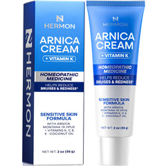 Hermon Arnica Bruise Cream bottle shows easy application for sensitive skin