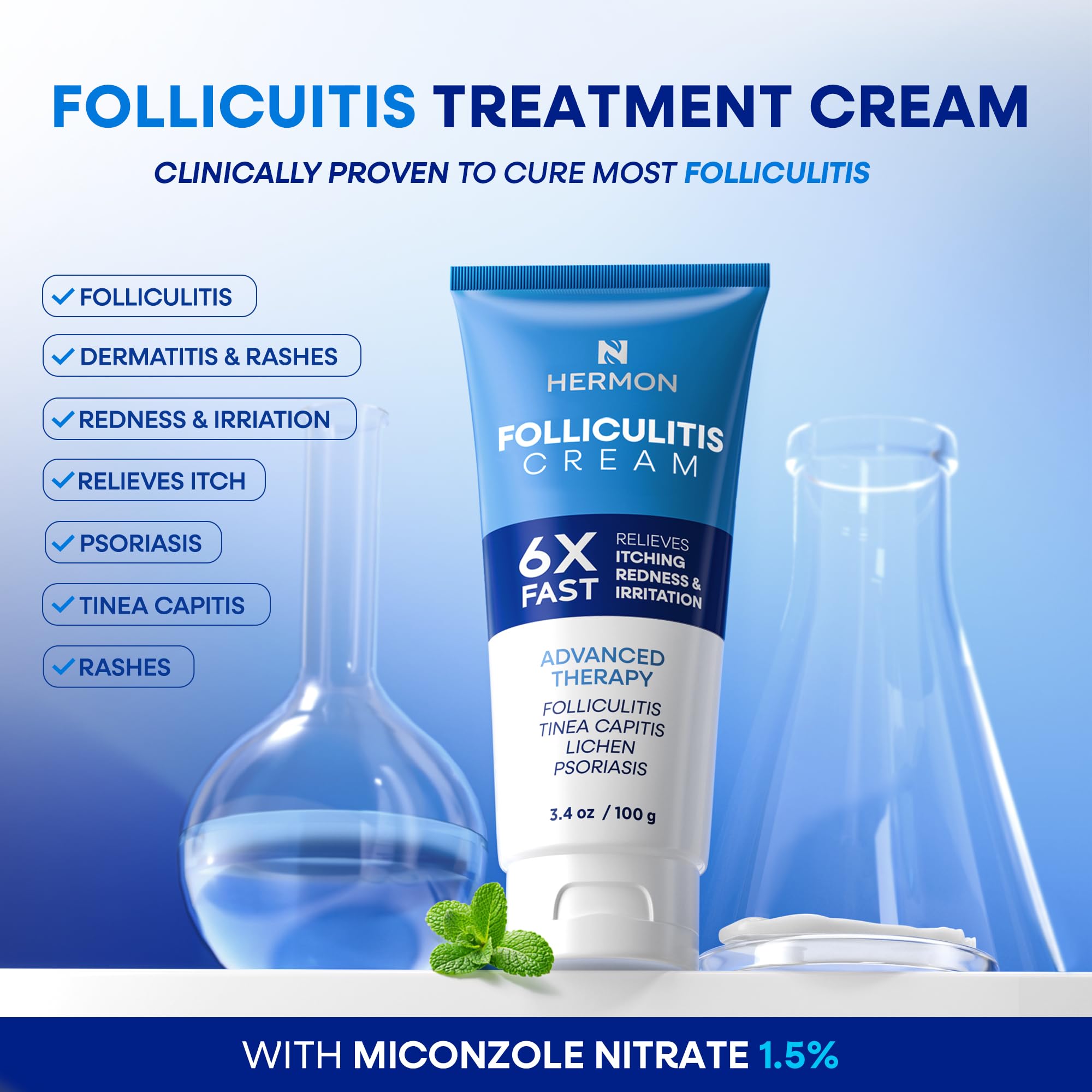 Hands applying Hermon cream to scalp or skin